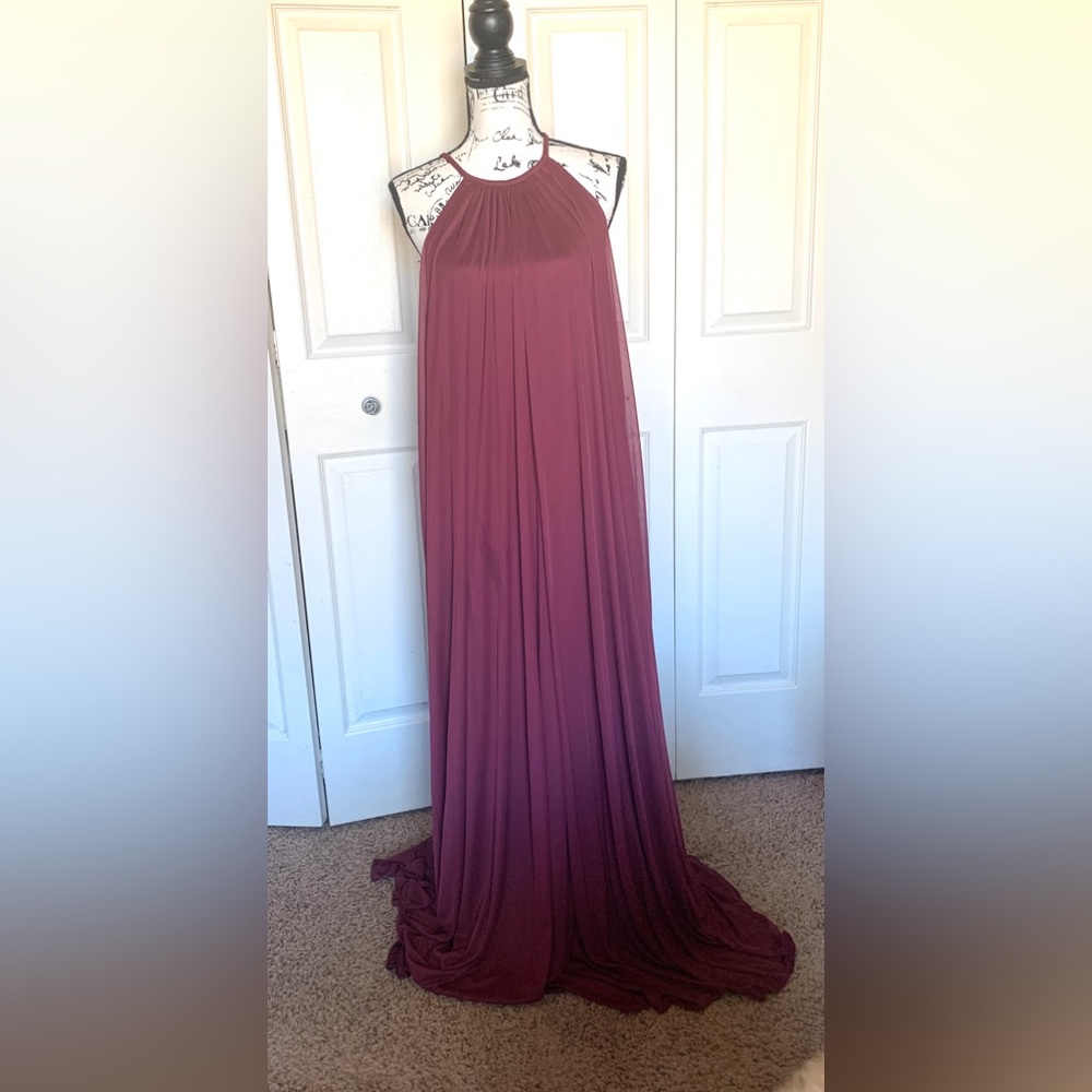 David’s Bridal Wine Grecian Style Bridesmaids Formal Dress